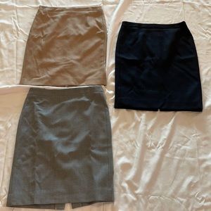 J. Crew.  3 100% wool No. 2 pencil skirts. Lined. Gray camel black